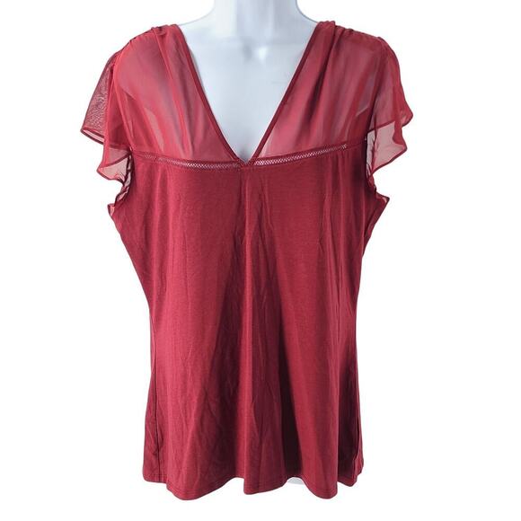 Express Y2K chiffon fluence woman's top maroon NWT Size XL Office Work wear - Picture 1 of 7